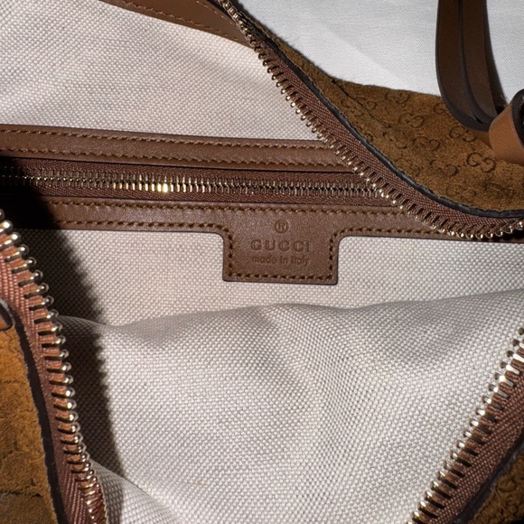 Gucci Brown Monogram Suede Shoulder Hobo - Picture 7 of 8